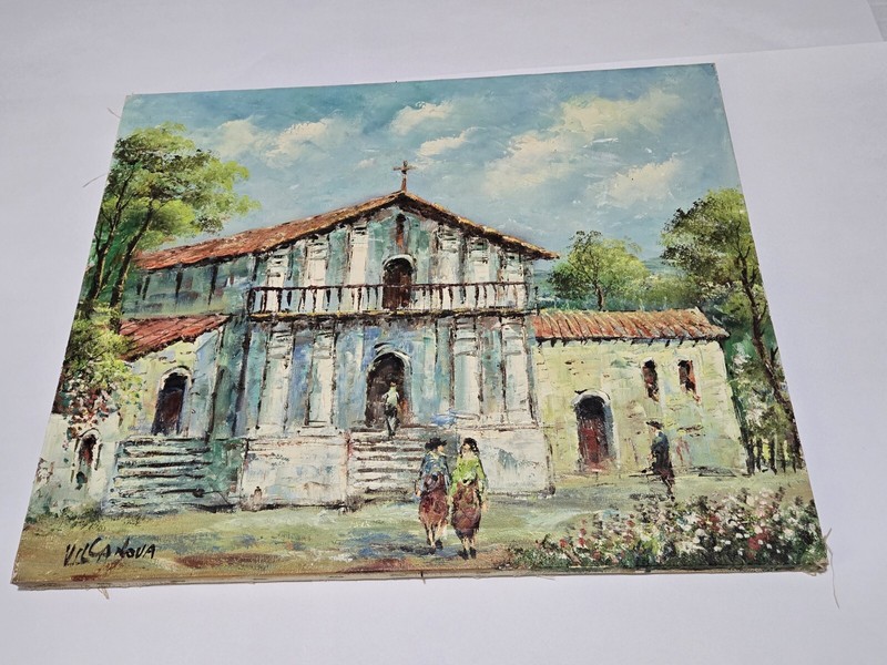 Original Painting By Aurelio VILLANOVA Place of Worship OOAK Oil On Canvas 20×24