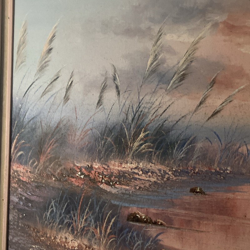 Gibson Framed Signed Seascape Lighthouse & Seagulls Painting - Realism, Large gallery