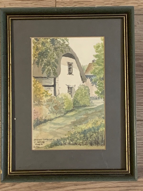 Original Watercolor Backway Cottages Gt Haseley by Angela Close