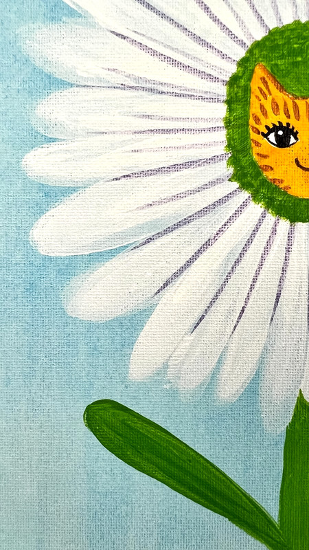 Daisy Cat Flower Creature Painting, Fantasy Cat Art 8x10 gallery