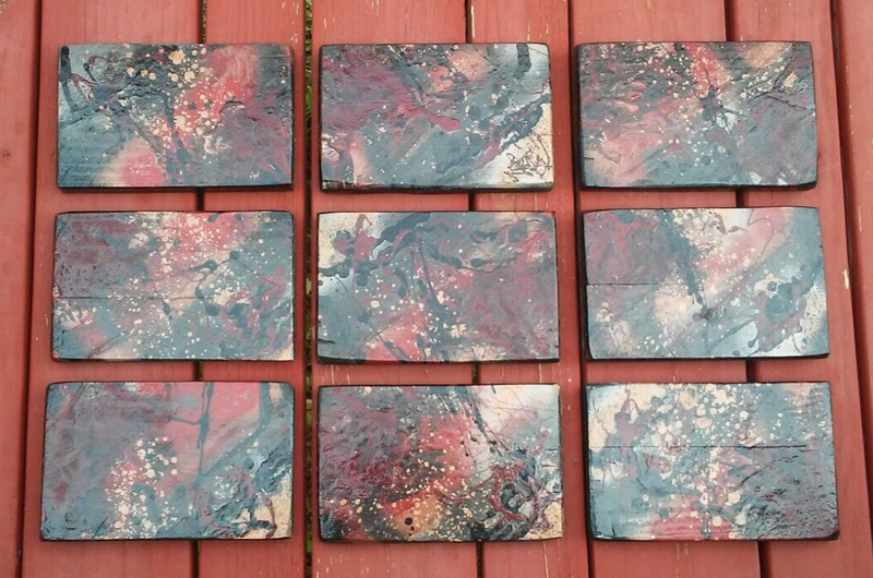 Outsider 9 PC Set of Paintings on Wood Original DelMarq