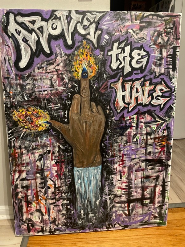 36in X 48in canvas . LOUD! Graffiti art! For tattoo shop