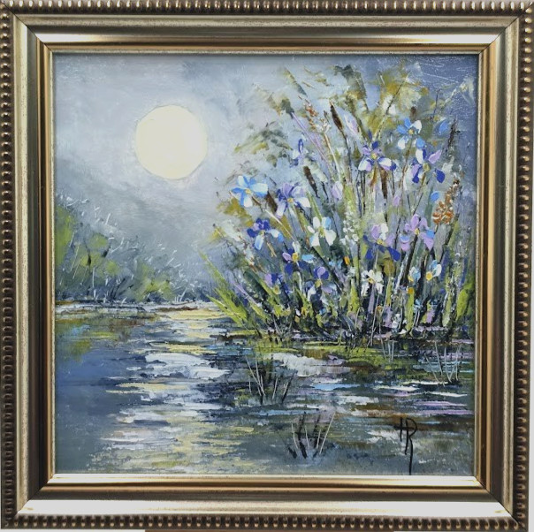 Original Oil Painting 6×6 in Framed Signed Wildflowers Impasto Art Home Decor