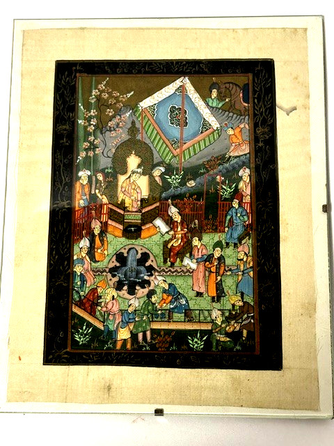 Indian Persian Painting Handmade Mirza Ali Khamsa of Nizami Ethnic Art 7″x8.75″
