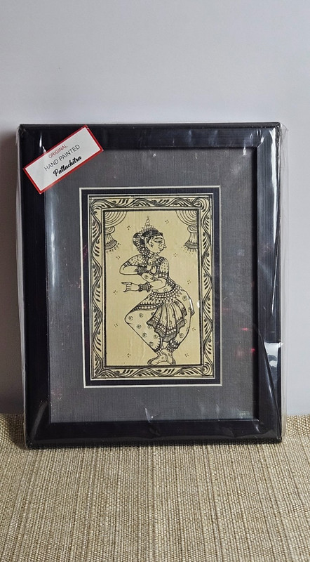 Hand Painted Pattachitra Odissi Dance Indian Odia Art Framed 10.5 x 8.75