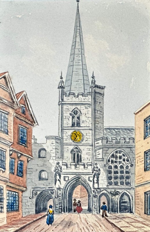 [EUROPE-BRISTOL] Collection of Two Watercolour Street Views of Bristol. Ca. 1870