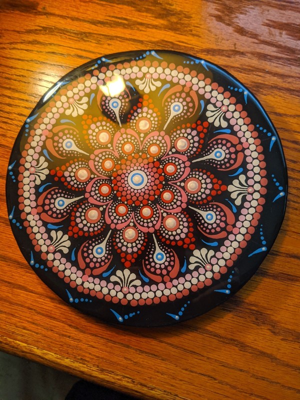 Hand Painted 8.5" Mandala Hand Painted Wall Hanging. gallery