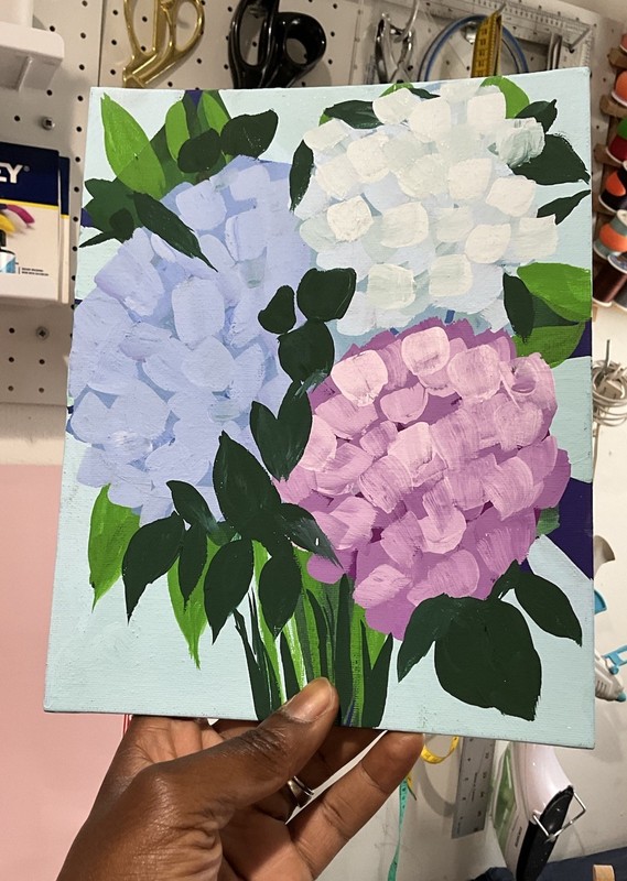 Original ACEO Acrylic Hydrangeas Abstract Flowers On Canvas Panel 8 X10” gallery