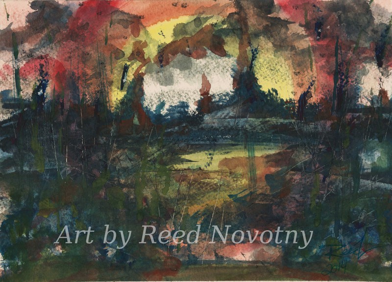 Watercolor Painting Apocolyptic » Ground Zero » by Reed 8″ X 10″ Original