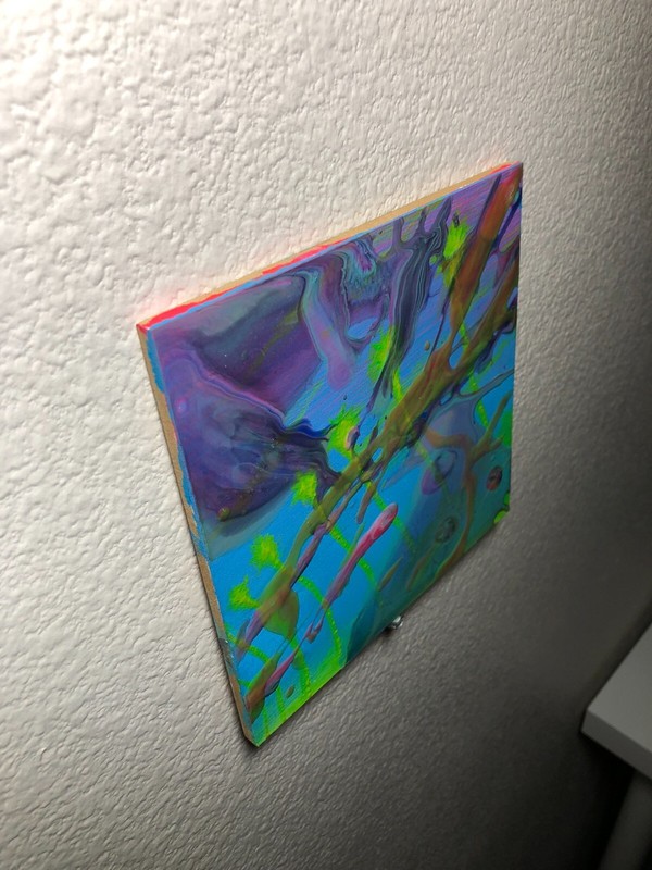 Fluorescent Palm Trees 1 - Neon Acrylic and Oil Paint on Wood Panel Painting gallery