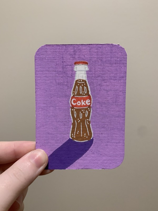 ACEO Original, Coca Cola Bottle Still Life, 3.5X2.5 Acrylic Painting