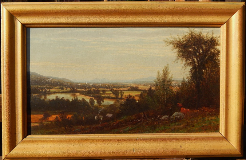 LISTED Edward Nichols (1819-1871) Hudson or Connecticut River View Oil Painting gallery