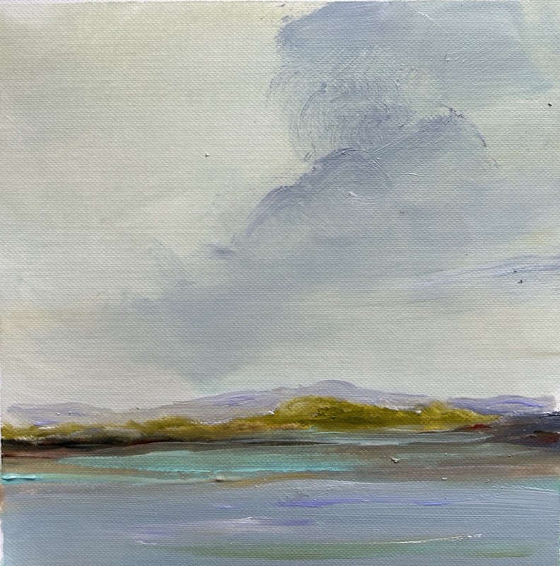 Original painting – RIVER STORM – landscape on canvas paper