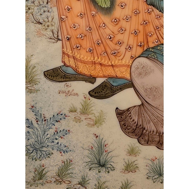 Original Persian Miniature Watercolor — Signed Fine Art, with Frame (26 x 18.5") gallery