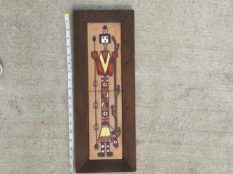 Vintage 1977 Hand Painted Framed Southwestern Tile Wall Art by Territorial Tiles gallery