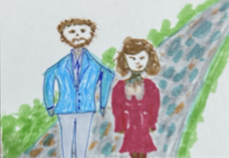 1Original art card ACEO dorisann1022 marker Person Couple Commander