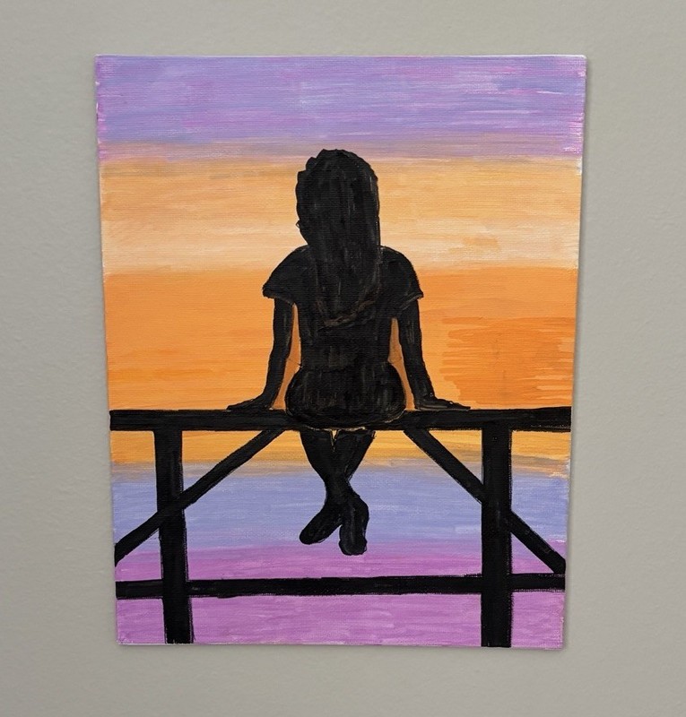 Original Acrylic Painting Sunset Silhouette 8 X 10 Canvas Emotional Wall Art