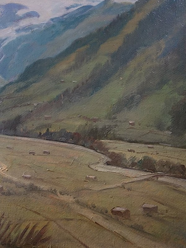 Antique Ferleiten Valley Alps Mountain Range Salzburg Austria Oil Painting 18×24 gallery