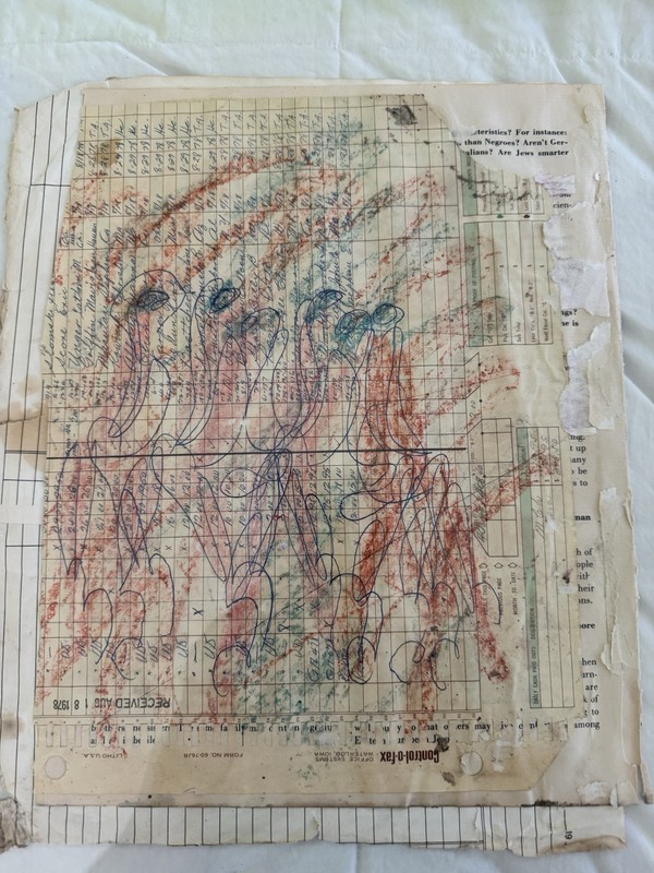 Purvis Young Double Image Triple Signed Dated 1987 Mixed Media Original gallery