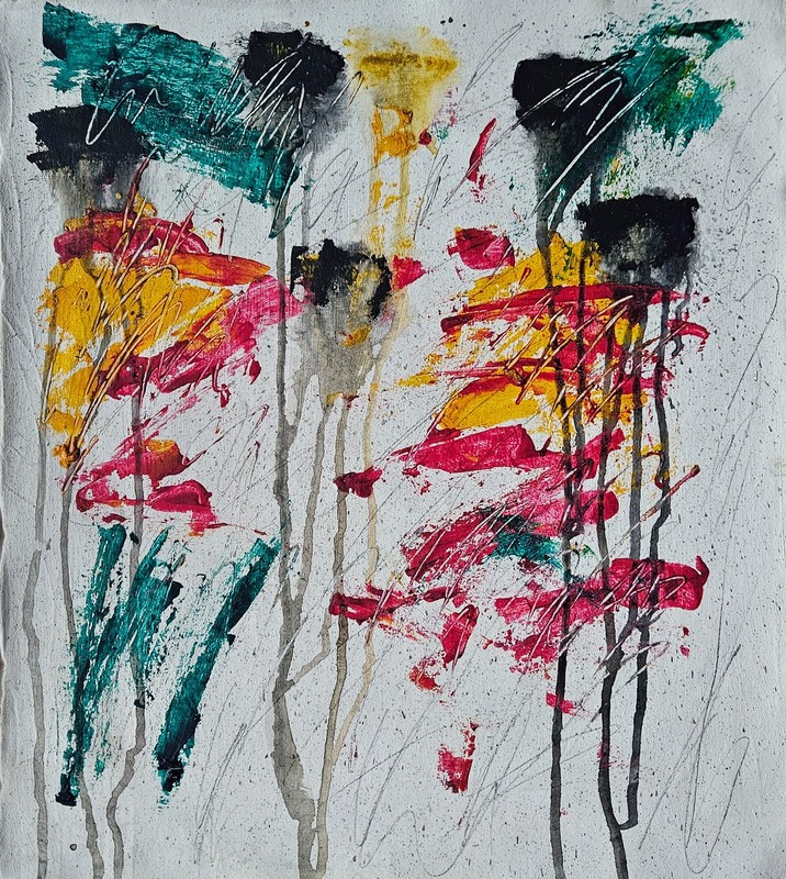 Cy Twombly Signed Vintage Abstract Oil Painting on Canvas Modern Art
