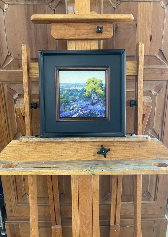 Original Landscape Painting Scott Brems Bluebonnets Texas Fine Art Framed 14x14 gallery
