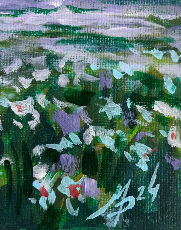 Acrylic Painting Sunset And Chamomile Field M. Patskan Original nAAA4873 gallery