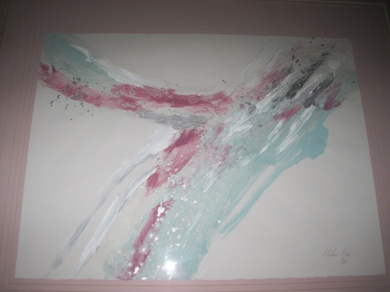 Stephen Kaye, Oil Abstract,Framed, Custom Mat, Signed LE111/350, Painting 33x41" gallery