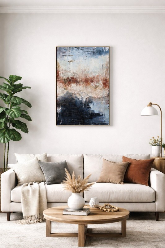 Modern Abstract Textured Wall Art on Canvas Framed Large 23.6”x35.5” Excellent gallery