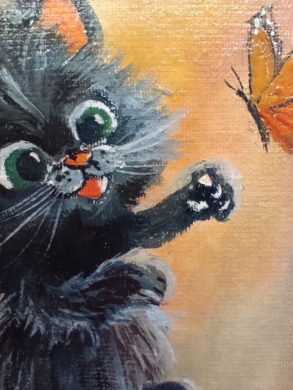 Cute decor for kindergarten with animals Original oil painting Naive art 4*4 gallery