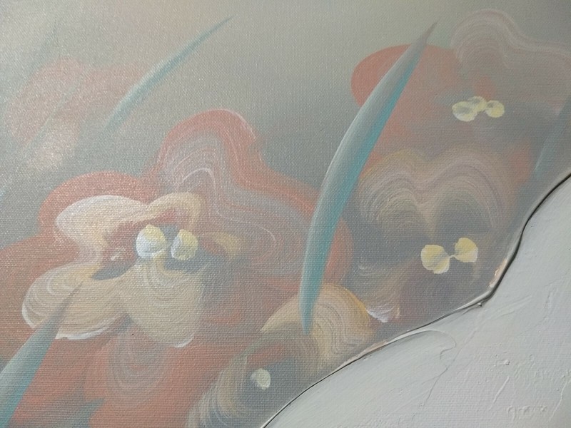 LEE REYNOLDS Mid Century Abstract Textured 40" x 60" FLORAL PAINTING Rare! gallery