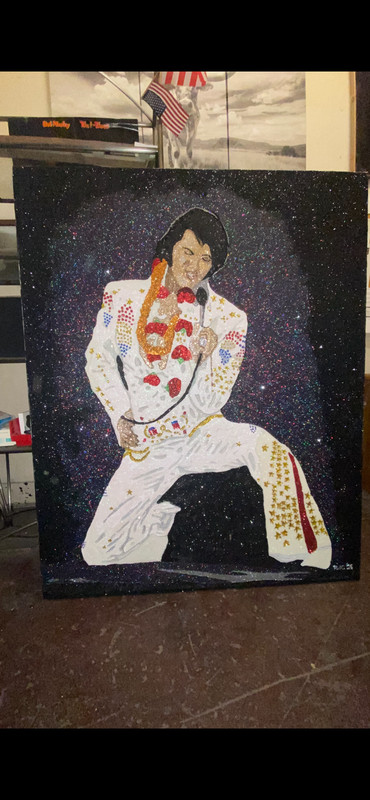 Elvis Presley Art Glitter on Canvas Statement Piece for the Ultimate fan!!!!