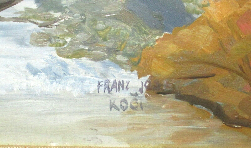 FRANZ JOSEF KOCI CANADIAN RIVER CREEK ORIGINAL OIL ON BAORD LANDSCAPE PAINTING gallery