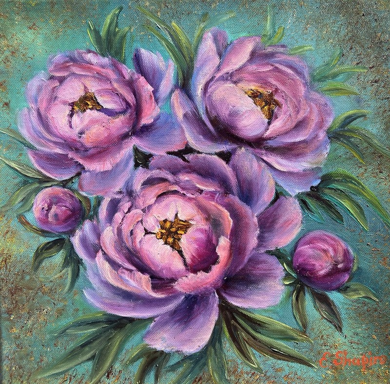 Peonies Original Oil Painting Pink Flower Wall Art 12”x12” Floral wall Decor
