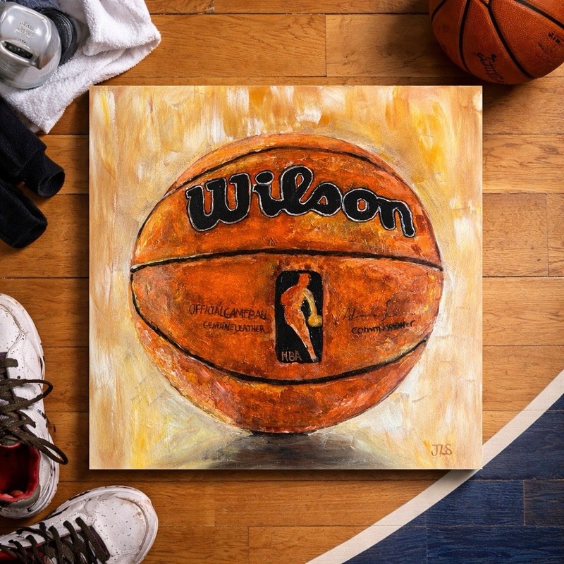 NBA Wilson Basketball Painting Acrylic Canvas 20×20 Sports Art