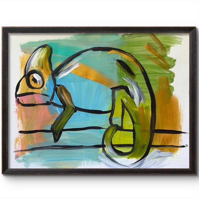 COLORFUL IGUANA 11×114 Original REPTILE Art #69 PAPER Fine Art