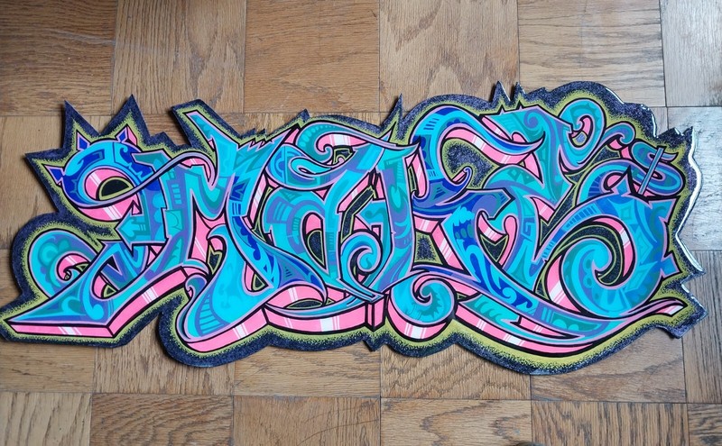 Wildstyle Graffiti Art – Hand Cut Wooden Painting 43′ X 18′ – Epoxy Coat -MAKE$
