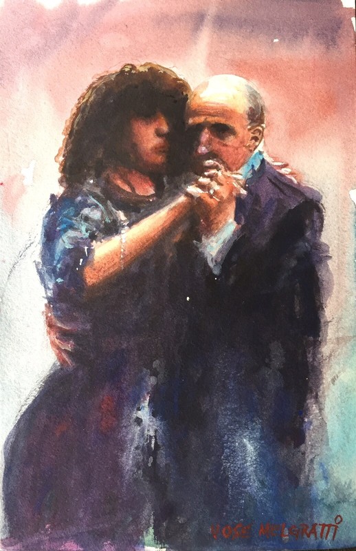 Original Watercolor Painting Tango Partners 6″ x 9″ NOT A PRINT