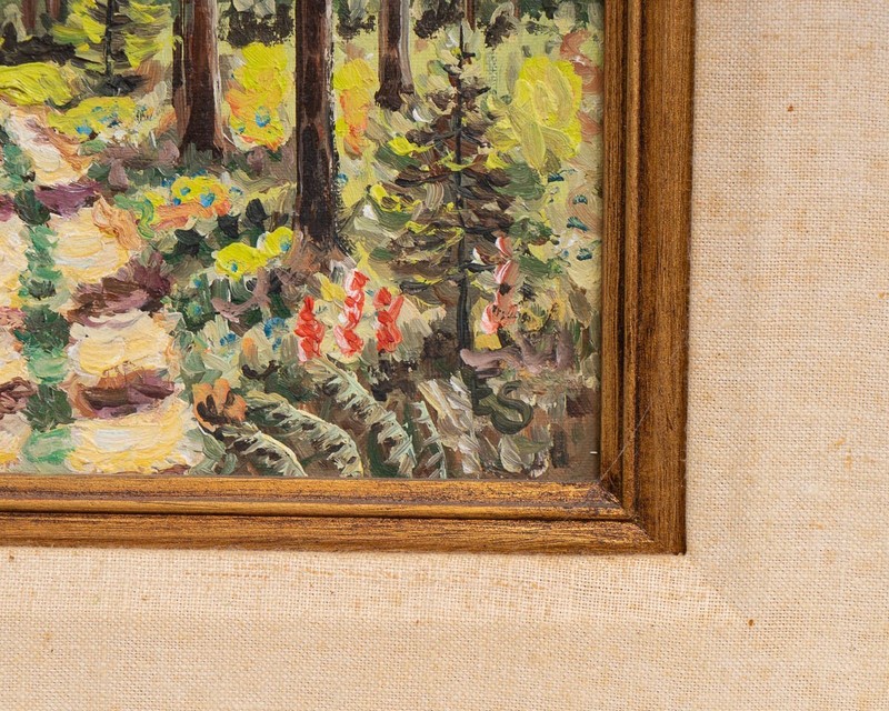 Signed Eugene Schmidt Impressionist Landscape Oil Painting Framed 20" x 22.75" gallery