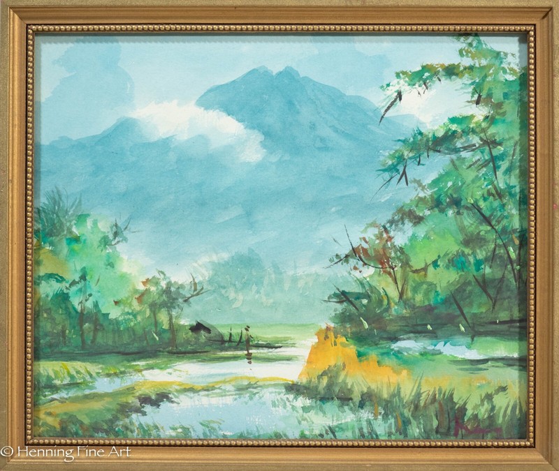 Beautiful Vintage Southeastern Asia Landscape Painting Impressionist, Fine!