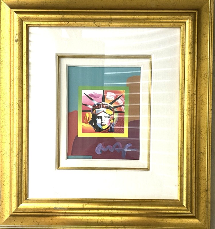 Peter Max Mixed Media Acrylic Painting “Liberty Head II”