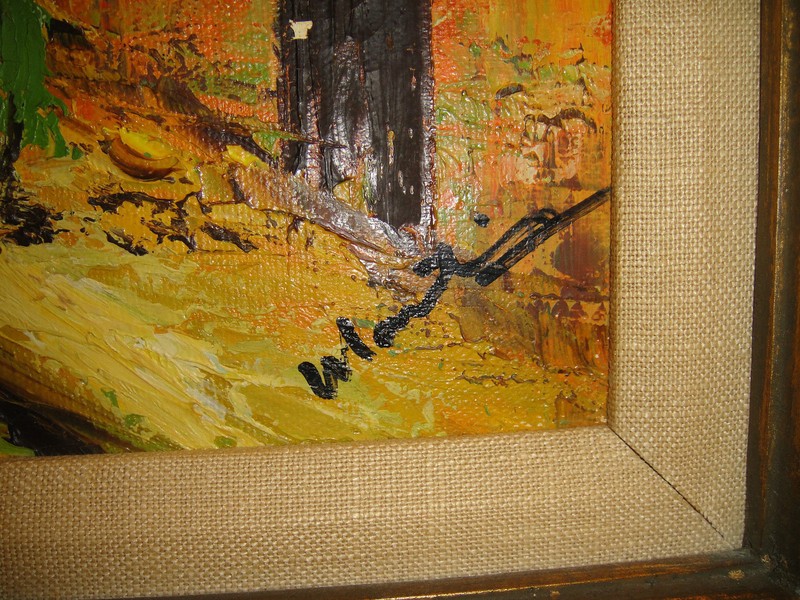 Original Oil Painting European Streets Framed Signed Thick Oil Paint Homes gallery