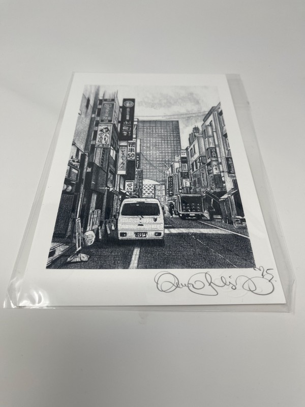 Tokyo Street Scene Original Art – Devon Rodriguez Graphite & Acrylic