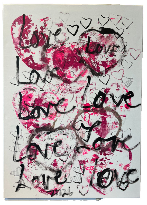 Red Pink Heart Picture Painting Hand Painted 70×50 ZM Canvas Acrylic Picture Valentines Day