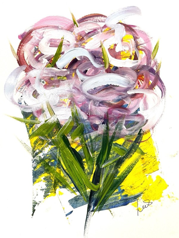 Original Abstract Flowers Expressive 9x12 Paper Handmade Signed Wall Decor 27 gallery