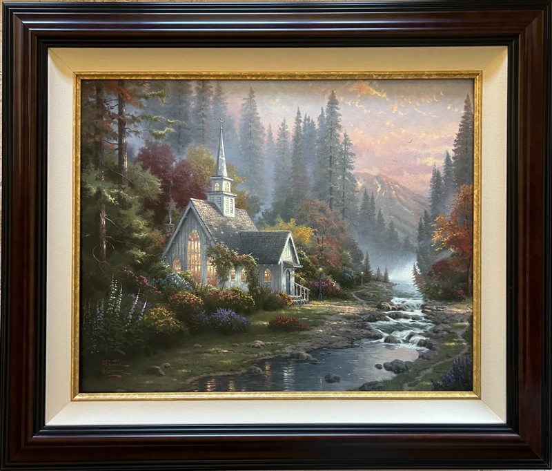 THOMAS KINKADE – THE FOREST CHAPEL S/N 24″ X 30″ HE CANVAS w/COA