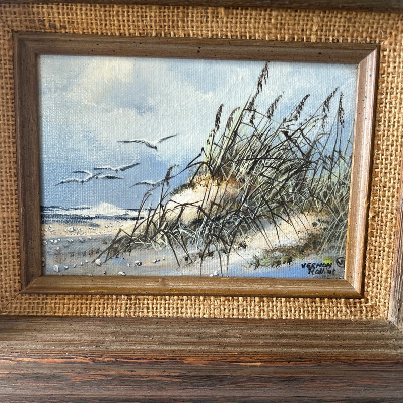 Original Oil Coastal, Birds, Waves- Striking Signed Dated Vernon Rollins gallery