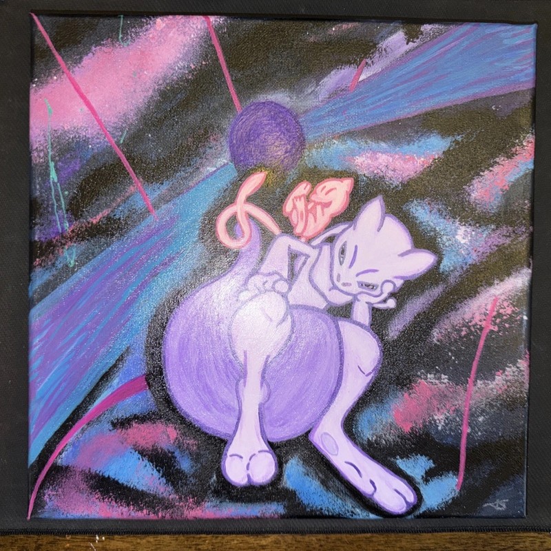 Custom Pokemon Painting Mew And Mewtwo
