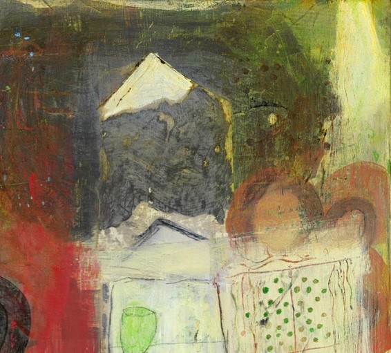 Original Abstract 12x12 Acrylic Painting on Wood Panel, Pie Safe, Holly Hammond gallery