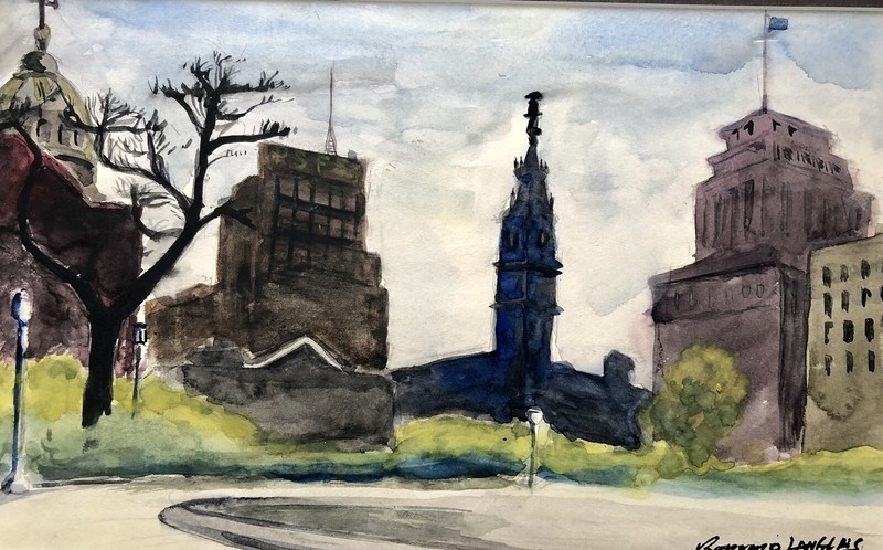 CITY SCAPE, BERNARD LANGLAIS, LISTED AMERICAN ARTIST gallery