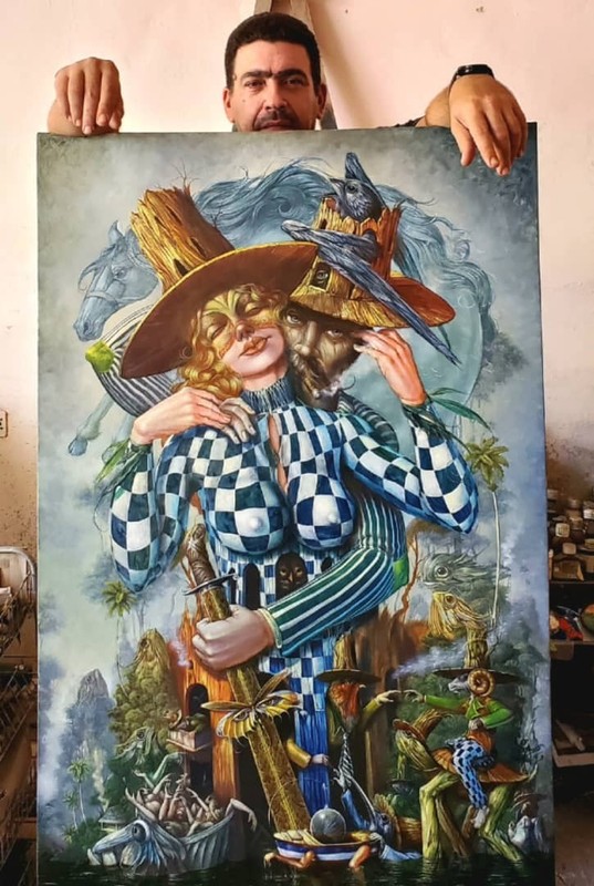 Oil painting Raimundo sosa cuban Beautiful art 140x80 Cm T:Privacidad gallery